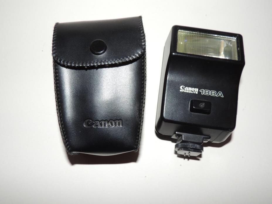 Vintage Canon Speedlite 188A Shoe Mount Flash for Canon w/ Case