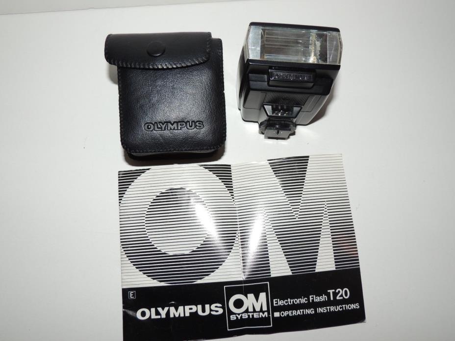 Olympus T20 Shoe Mount Flash for  Olympus W/ Case/Manual for OM1 OM2 OM3 OM4