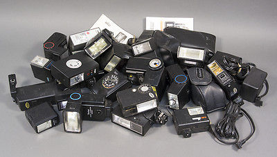 Lot of 19 Vintage 35mm Camera Electronic Flash Units