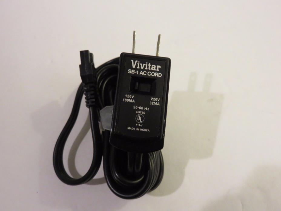 Vivitar SB-1 AC Power Cord Camera Electronic Flash V152, V252, V253