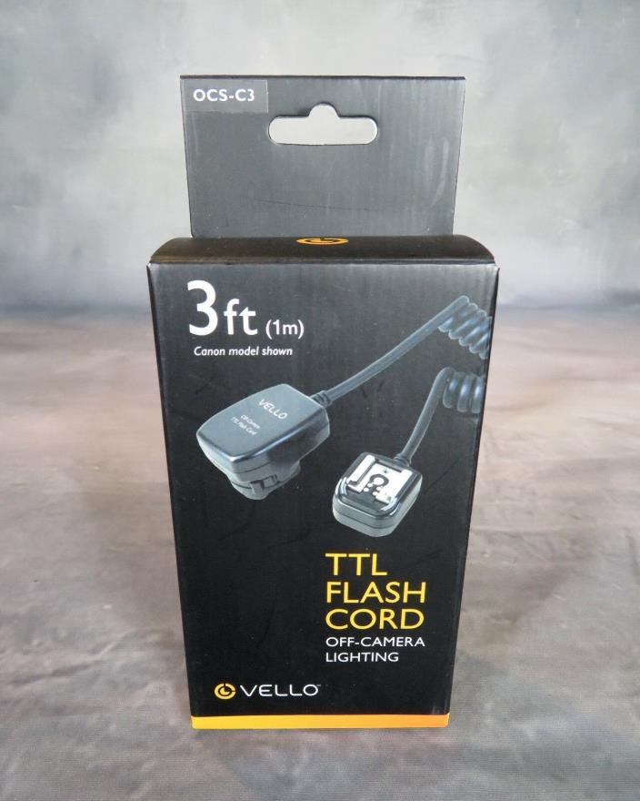 VELLO TTL FLASH CORD for Canon off-camera lighting 3ft. OCS-C3 NEW