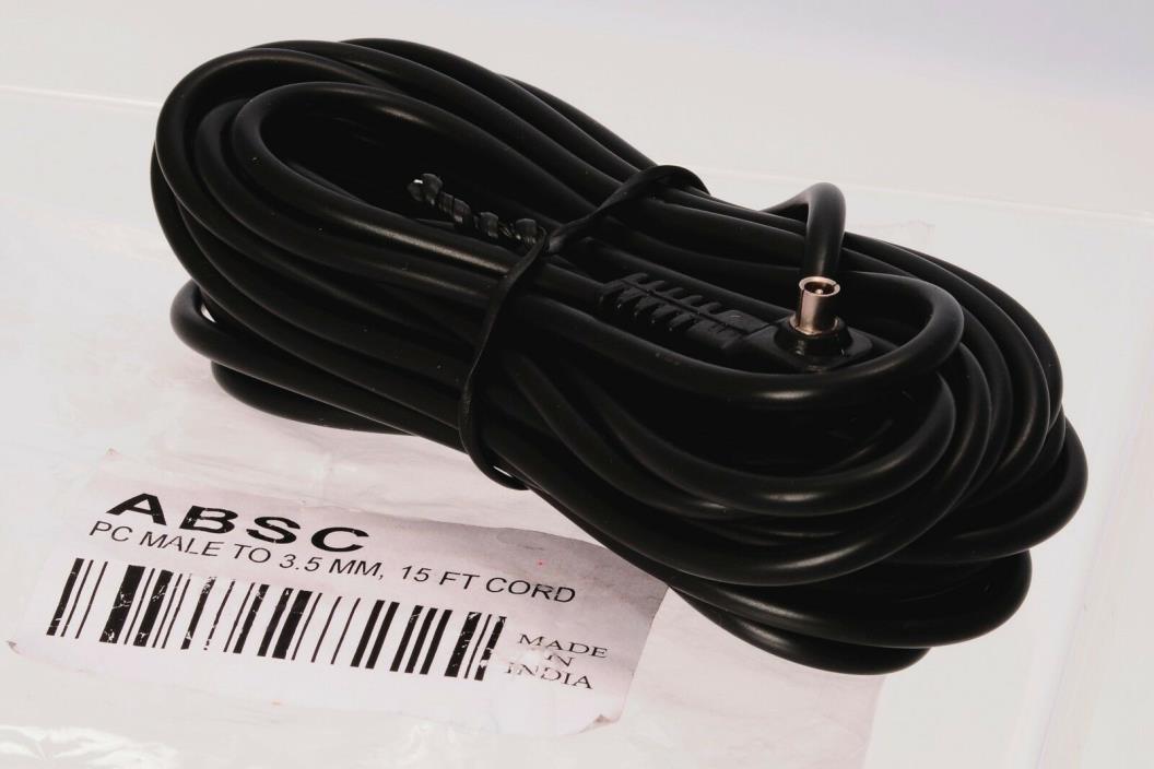 PC Sync Cable:  15 Feet -  PC Male to 3.5 mm Mono Phono Plug