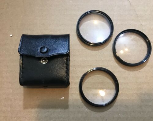 Vivitar  55mm Coated Close Up Macro Camera Lens Kit Set of 3 +1 +2 +3 Case Japan