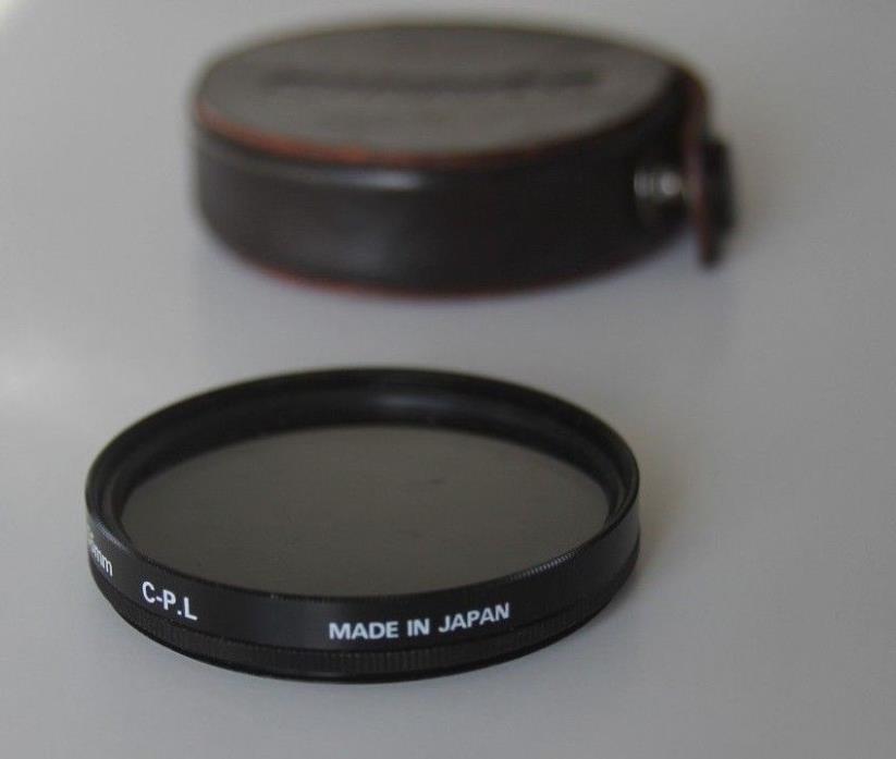 SUNPAK 55mm c-p.l Camera Lens Filter Made in JAPAN w/ leather NIKON Case MINOLTA