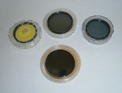 Mixed Lot of 4 Soligor Hoya Rokunar Lens Filters & Cases