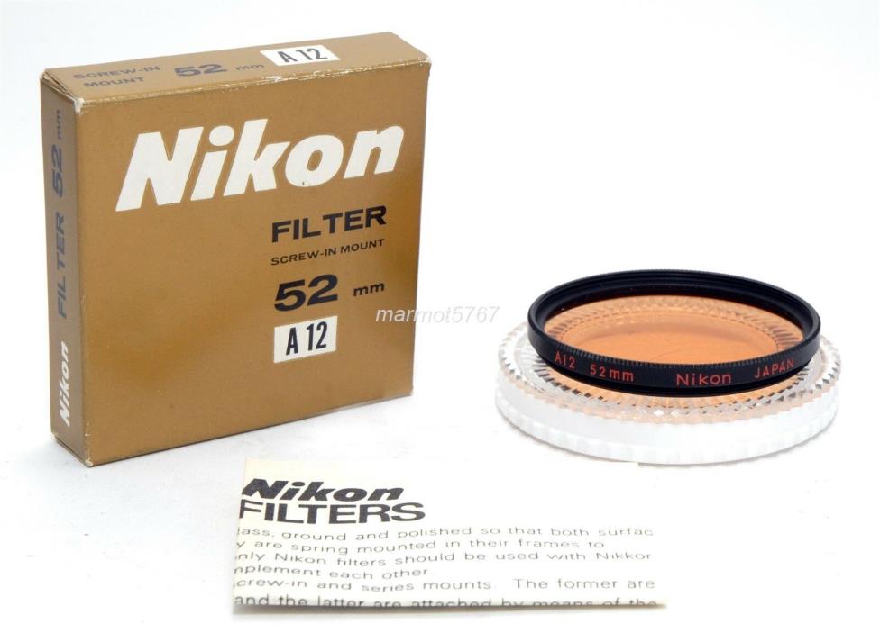 NIKON 52mm A12 AMBER FILTER! NEW OLD STOCK CONDITION! 90-DAY WARRANTY!