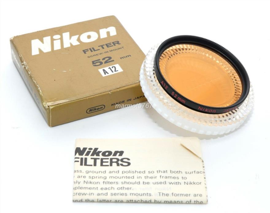 NIKON 52mm A12 AMBER FILTER w/BOX & CP-3 CASE!! EXCELLENT PLUS CONDITION!!