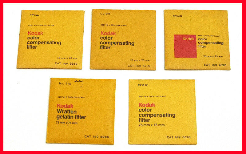 5 - KODAK Color Compensating Gelatin Gel Filters 81A CC05C CC10R CC10M    NICE !