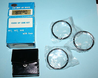 DeJur 55mm Close Up Lens Kit Set of 3 WITH Leather Case +1 +2 +4 Japan