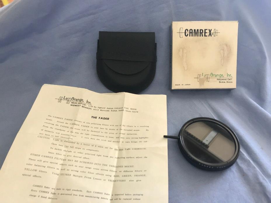 Vintage 72mm Camrex La Grange Fader with box, case and instructions, Japan