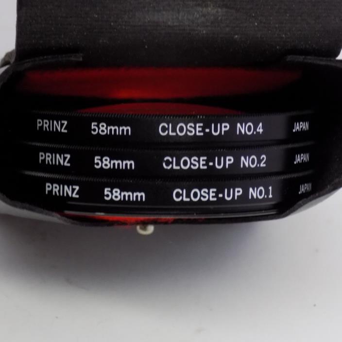 Prinz Close Up Lens Set 58mm Close-Up Lens Set Made in Japan with Case #1-2-4