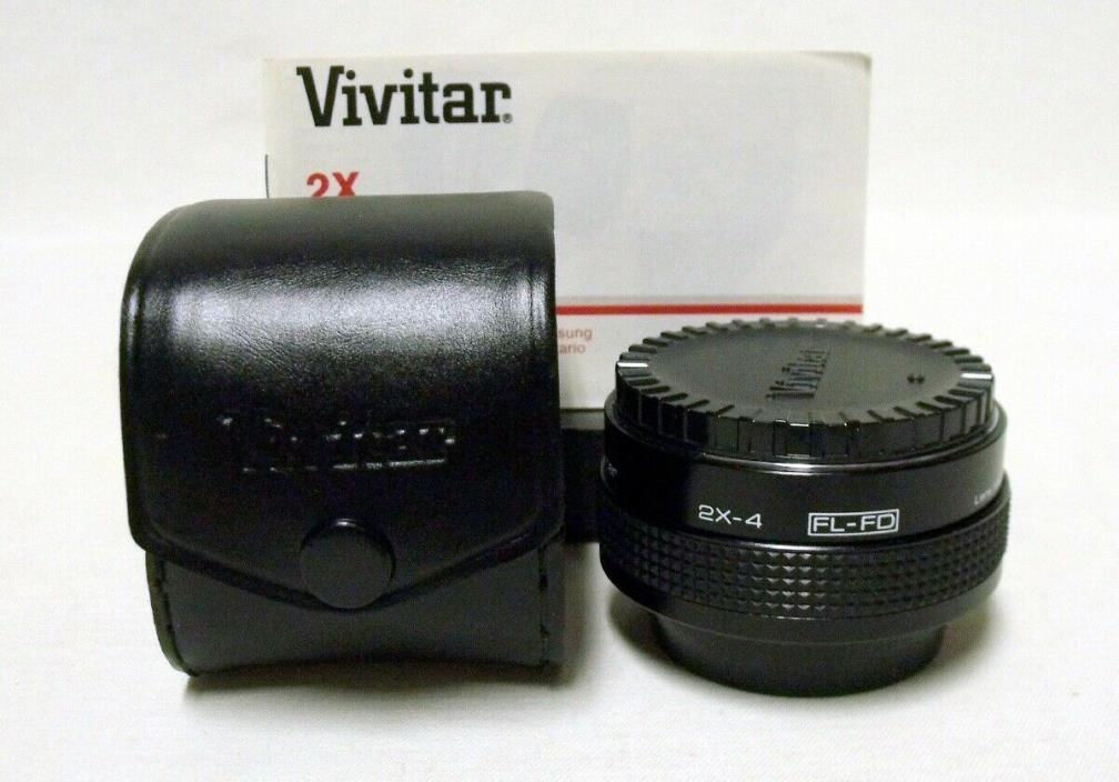 Vintage VIVITAR 2X-4 MC Tele-Converter CANON 'FD' 'FL' Film Lens Adapter w/Case