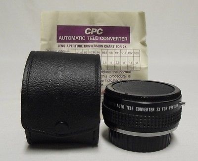 Vintage CPC 2X MC Auto Tele-Converter PENTAX K Film Lens Adapter w/Case Japan