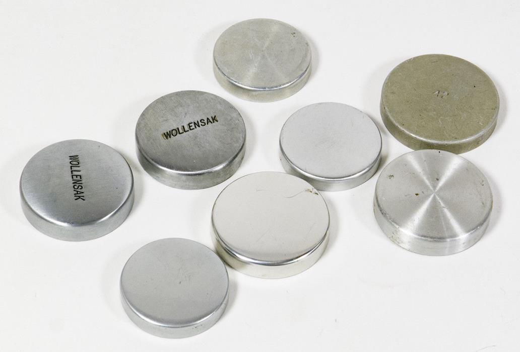 8 Felt-Lined Metal Large Format Lens Caps - 32, 34, 36, 38, 42mm