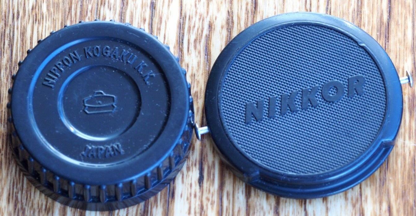 Pair of vintage Nikon front, rear lens caps 52mm Nikkor KK Nippon Kogaku K.K.