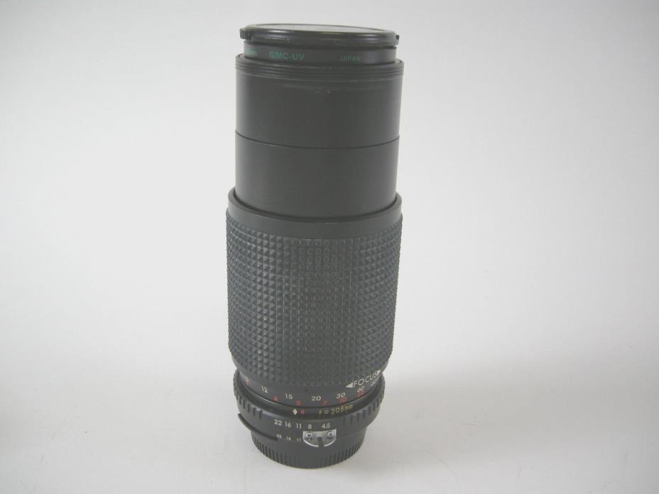 Quantaray 80-205 Auto Zoom f3.5-4.5 MC Nikon Ai-S Mt. Lens