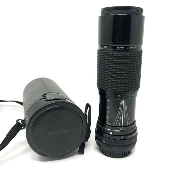 Sigma 100-200mm F 4.5 Macro Zoom-K Lens Manual Focus for Konica Made Japan