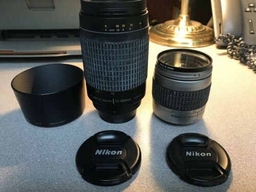 Nikon AF G Nikkor 28-80mm & 70-300mm TWO FX lens SET With HB-26 Lens Hood EX.