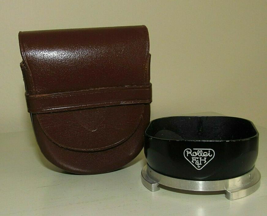 Vintage Rollei Rolleiflex F&H Metal LENS HOOD R lll Germany w/Leather Case