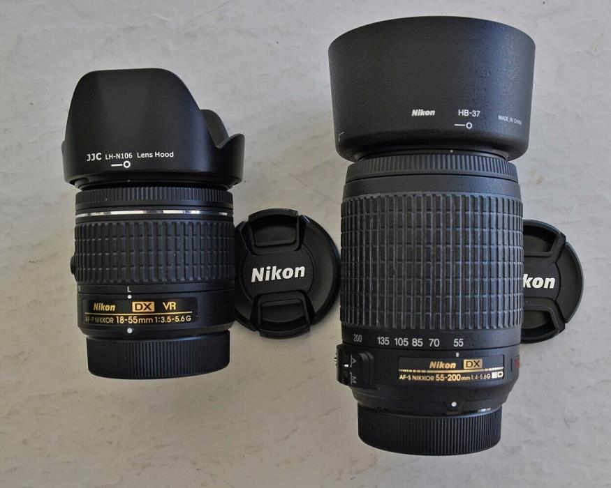 nikon lens 18-55mm & 55-200  New, never used except for testing