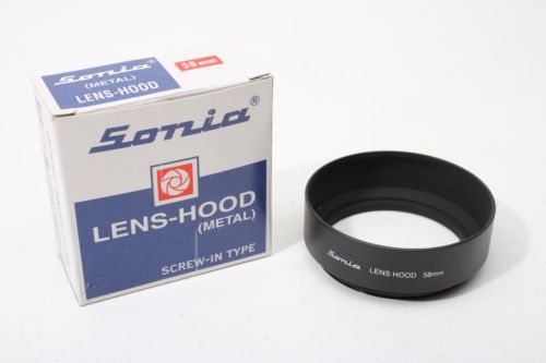 58mm Sonia Standard/Tele lens hood METAL shade 58ø screw-On++NEW++Universal Size