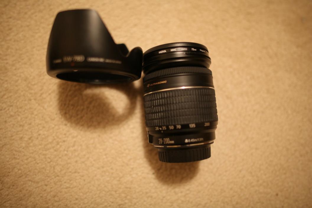 Canon 28-200 USM 3.5-5.6 lens and Canon EW-78D Hood
