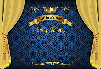 LFEEY 10x8ft Little Prince Baby Shower Backdrop Boy Gender Reveal Party Back