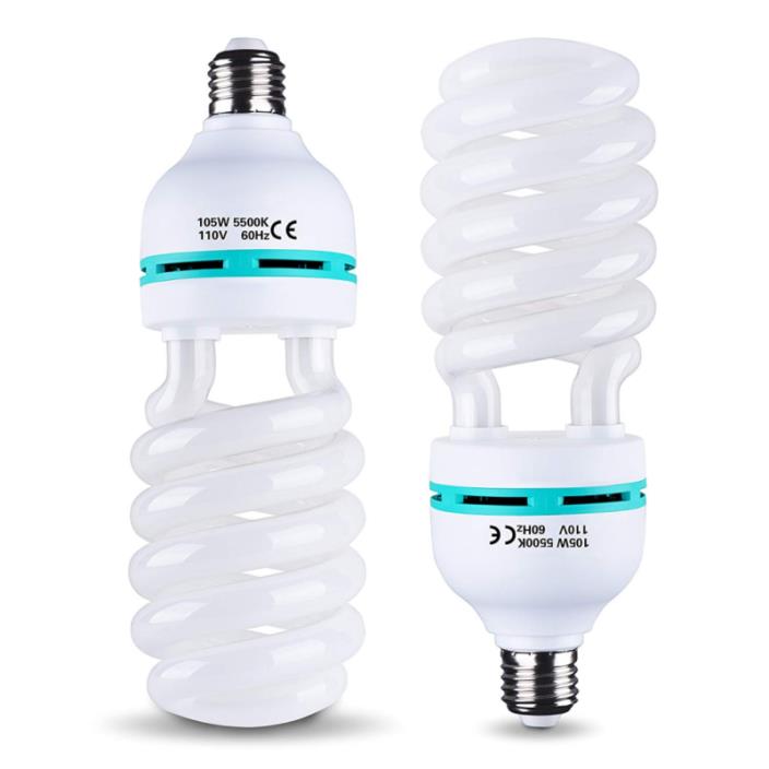 Emart Full Spectrum Light Bulb, 2 x 105W 5500K CFL Daylight for Photography Phot