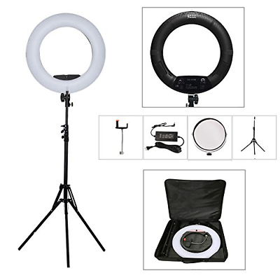 Yidoblo 18 Inch LED Ring Light Kit With Phone/Camera Holder,Makeup Mirror,Stand