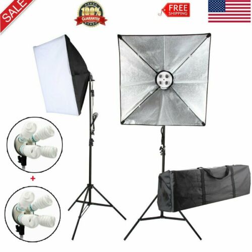 2pc Photography Lighting Kit Continuous Bulb Studio Video Light Stand Softbox ST