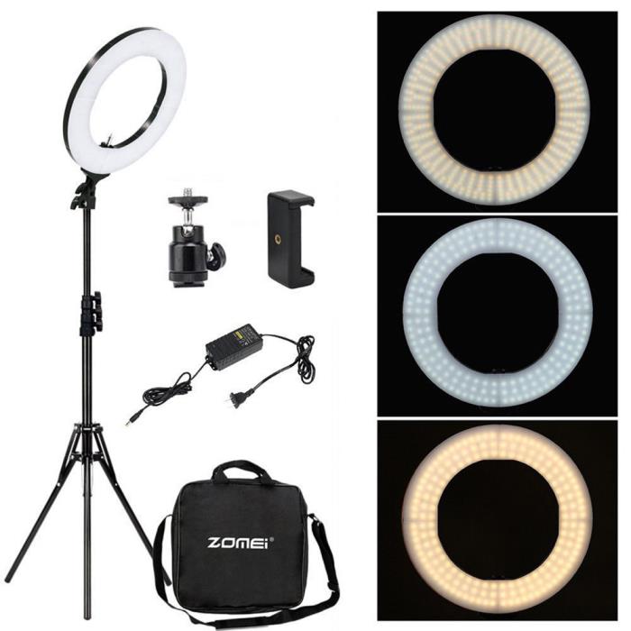 14'' Dimmable 5500K SMD LED Ring Light Kit with Stand for Makeup Phone Camera