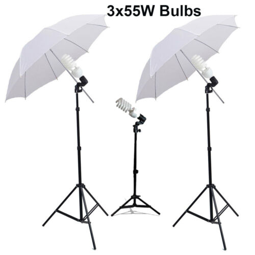 Studio Photo Video Soft Umbrella Continuous Lighting Kit Light Support Stand Set