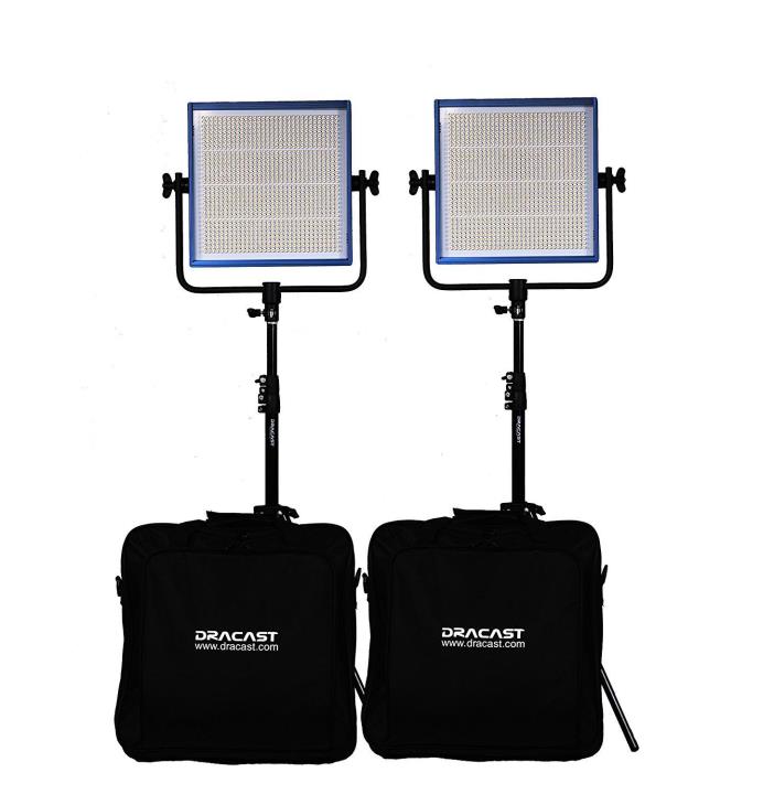 Dracast DRP-LK-2x1000-DV 2 X LED1000 Kit, Daylight with V-Mount Battery Plates