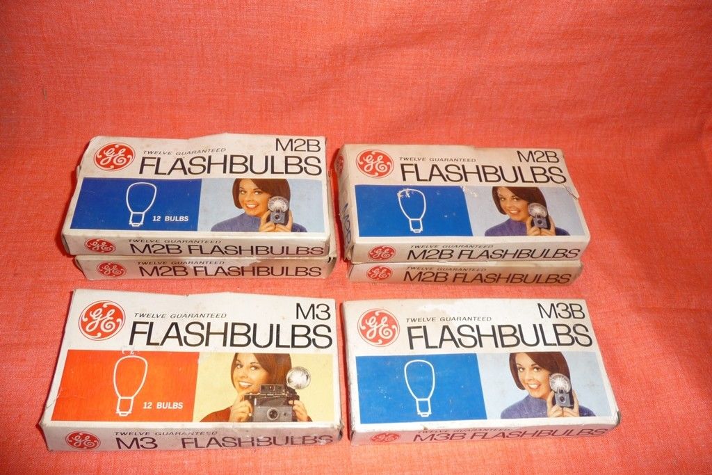 Vintage lot of 6 boxes GE (4) M2B (1) M3B (1) M3 60 Unused Flashbulbs NOS #1