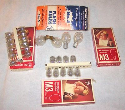 Lot Vintage Camera Flash Bulbs includes 4 Westinghouse #5 and 33 Westinghouse M3