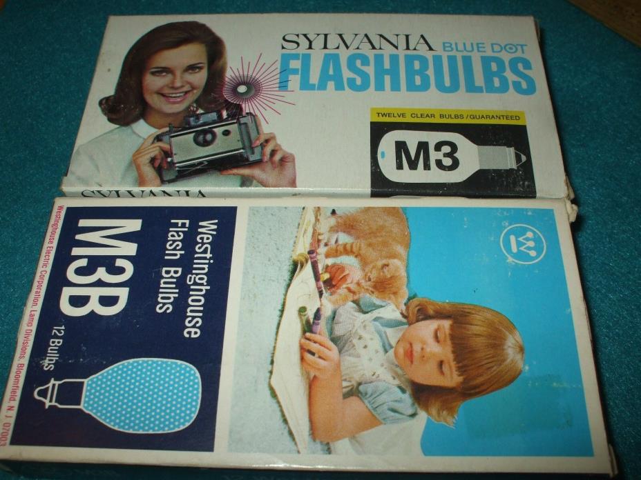 SYLVANIA FLASHBULBS Blue Dot M3 Clear & Westinghouse M3B BLUE FLASHBULBS. (#34)