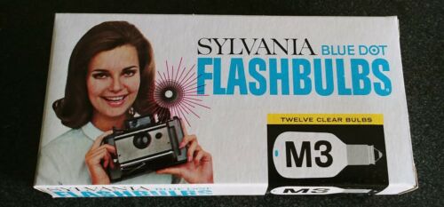 SYLVANIA FLASHBULBS Blue Dot M3 Clear 12 Bulbs Vintage New