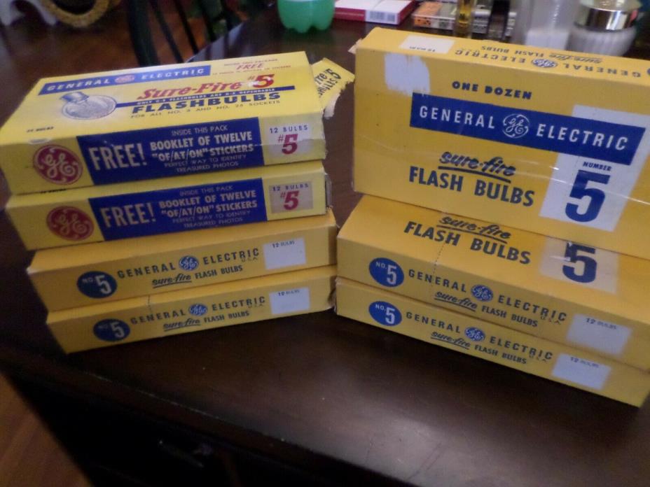Sure Fire #5 Flash Bulbs 7 DOZEN General Electric 84 Bulbs 7 Original Boxes WOW