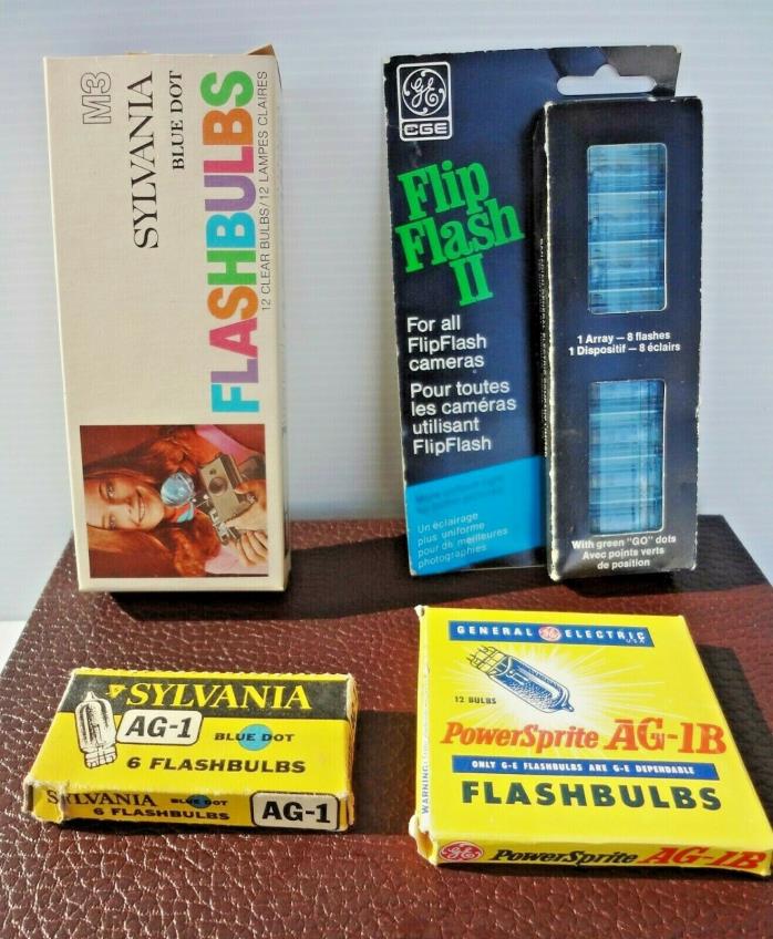 VINTAGE FLASH BULBS - SYLVANIA M3 & AG-1, GENERAL ELECTRIC AG-1B & FLIP FLASH ll
