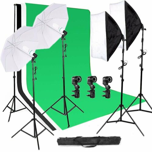 Photography Studio Soft Box Continuous Lighting Kit + Backdrop Light Stand RE