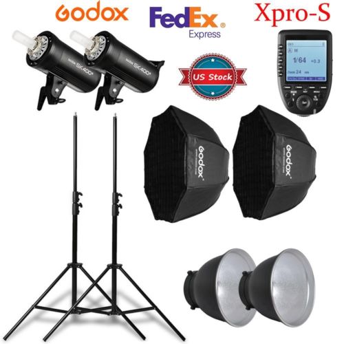 US 2X Godox SK400II 400W Flash Light & 2m Stand 95cm Softbox Xpro-S for Sony Kit