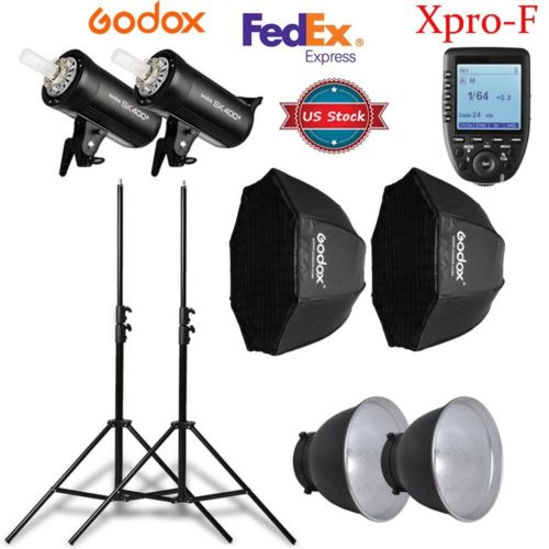 US 2X Godox SK400II 400W Flash Light & 2m Stand 95cm Softbox Xpro-F for Fuji Kit
