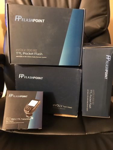 Flashpoint eVOLV 200 TTL Pocket Flash Dual Head Pro Kit w/ 2 Spare Batteries!