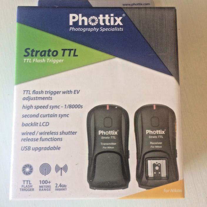 Phottix Strato TTL Flash trigger kit for Nikon transmitter & receiver kit NEW