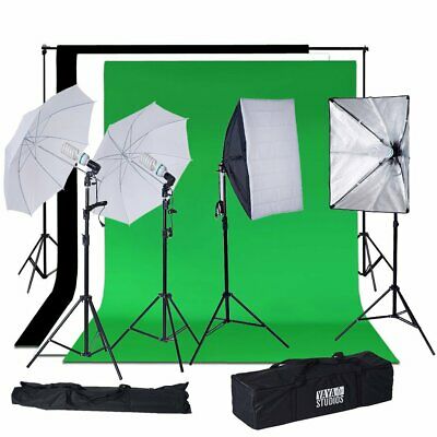 1200 Watts White Umbrella Soft box Continuous Lighting Kit W/ Background Muslins