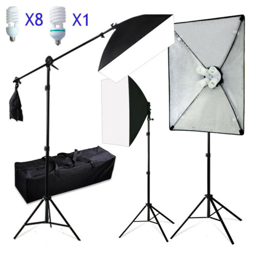 Studio Softbox Photography Continuous Lighting Soft Box Set Boom Light Stand Kit