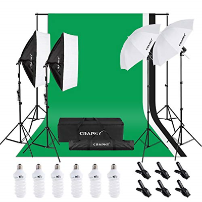 CRAPHY 6 x 45W 5500K Umbrellas Softbox Continuous Lighting Kit with 8.5ft x 10ft
