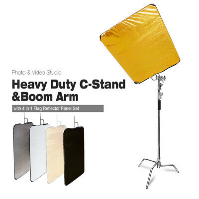 Lusana Studio Heavy Duty Photography C-Stand & Boom Arm Reflector Panel Set