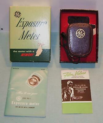 GE EXPOSURE METER TYPE PR - 1 WITH LEATHER CASE INSTRUCTION BOOKLETS, BOX