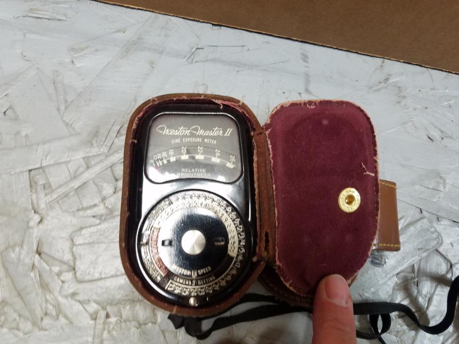 Vintage Weston Master II Cine' Exposure Light Meter Model 736 with leather case